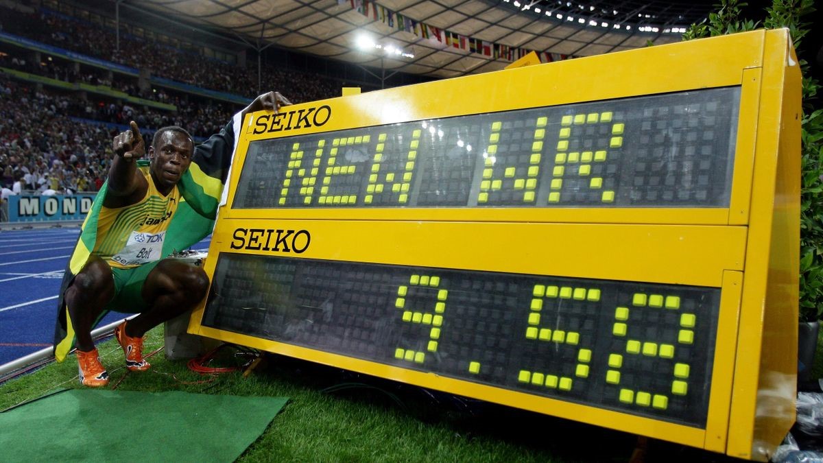 The record of Usain Bolt in 100m